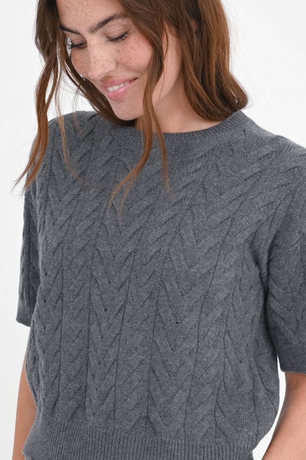 Max Mara-S Kurzarm-Woll-Pullover DOMINUS in Grau