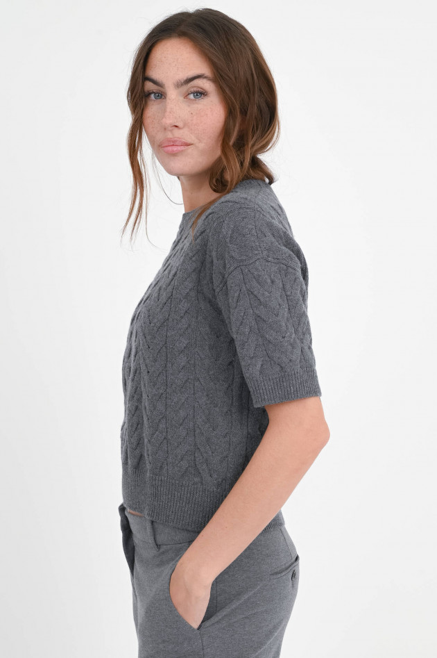 Max Mara-S Kurzarm-Woll-Pullover DOMINUS in Grau
