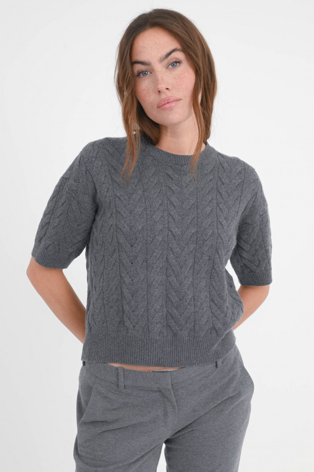 Max Mara-S Kurzarm-Woll-Pullover DOMINUS in Grau