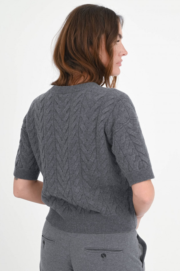Max Mara-S Kurzarm-Woll-Pullover DOMINUS in Grau