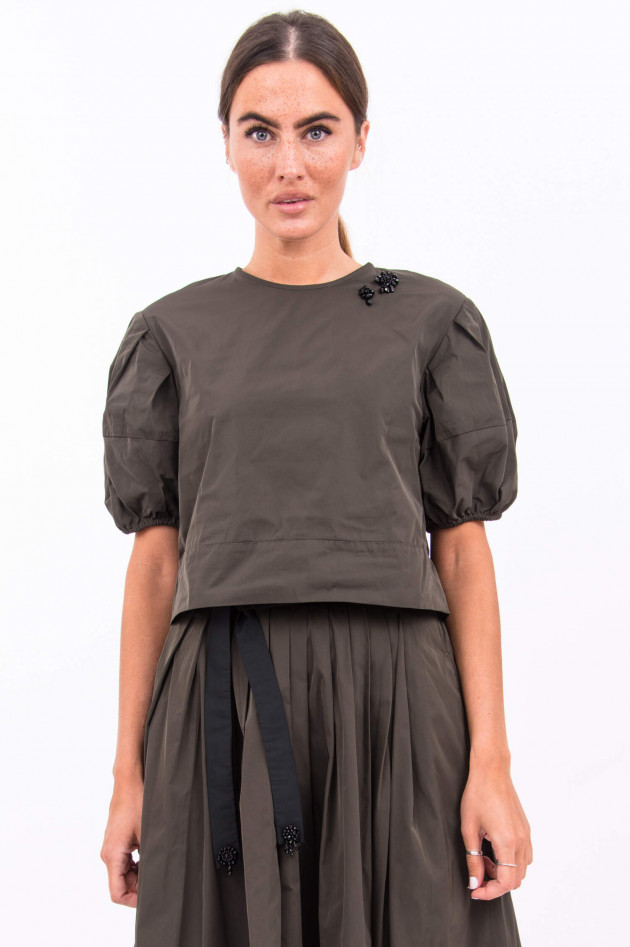 Max Mara-S Blusenshirt mit Brosche in Oliv