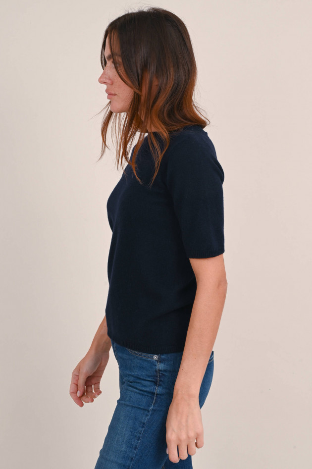 Max Mara-S Strick T-Shirt aus Wolle und Cashmere in Navy