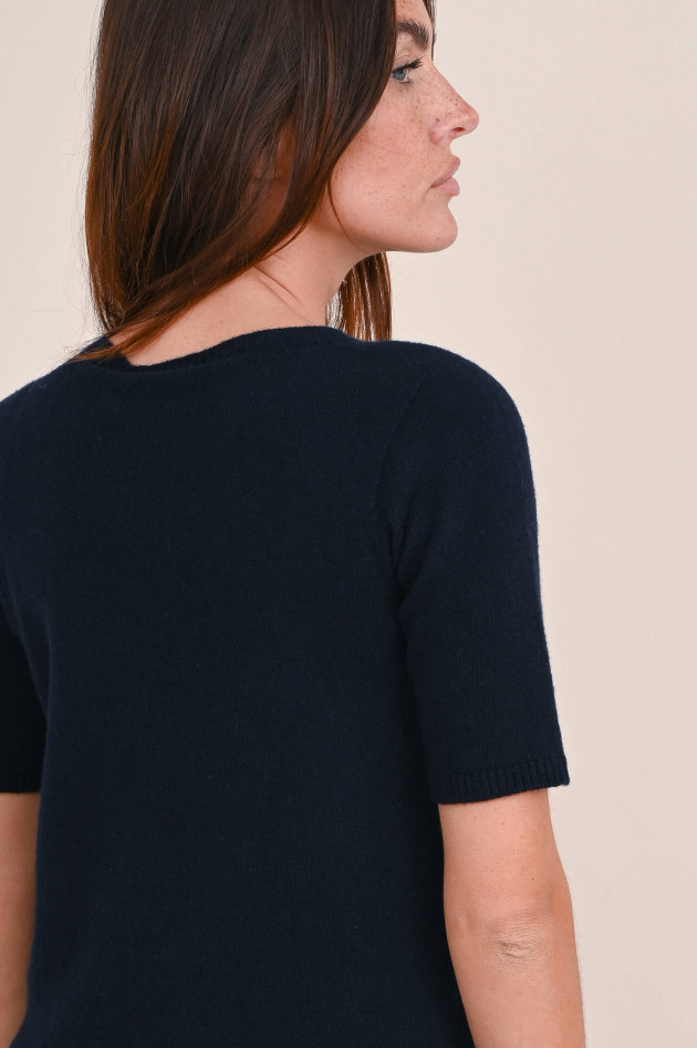 Max Mara-S Strick T-Shirt aus Wolle und Cashmere in Navy