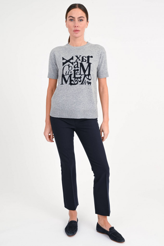 Max Mara-S Kurzarm-Woll-Pullover FELICIA in Grau