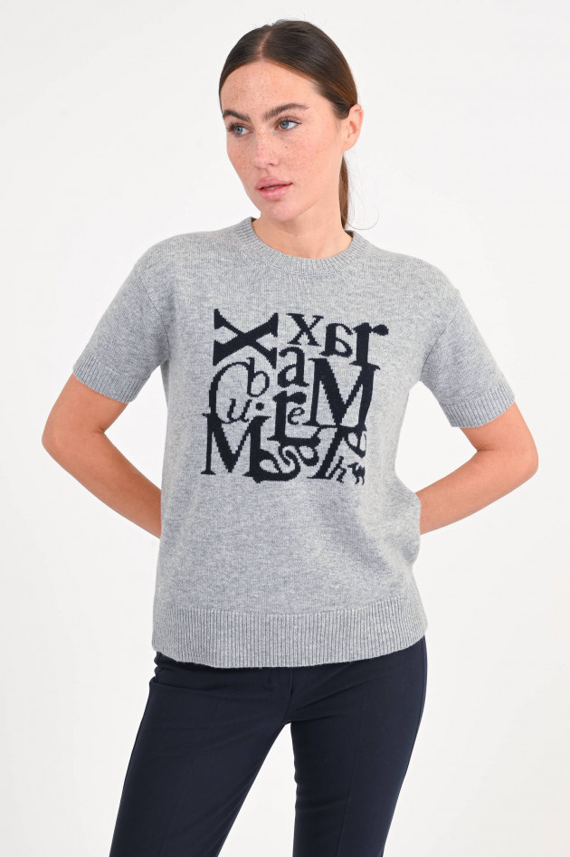 Max Mara-S Kurzarm-Woll-Pullover FELICIA in Grau