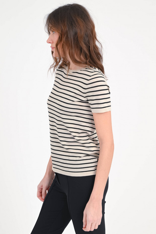 Max Mara-S Shirt aus Wolle EGIDIO in Taupe/Schwarz gestreift