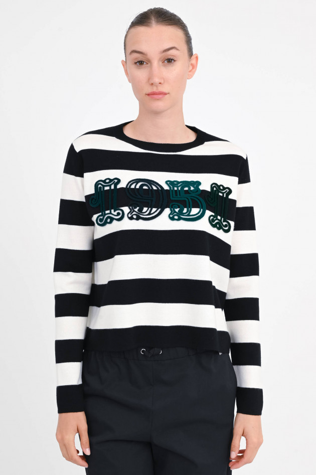 Max Mara Gestreifter Pullover VITERBO in Schwarz/Weiß/Grün
