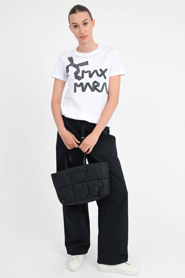 Max Mara T-Shirt CALCIO mit Schriftzug in Weiß/Schwarz