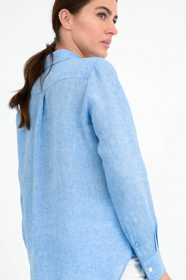 Max Mara Weekend Leinen Bluse in Azurblau meliert