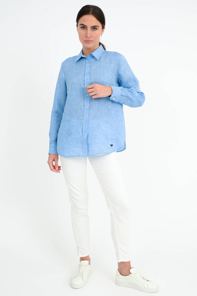 Max Mara Weekend Leinen Bluse in Azurblau meliert