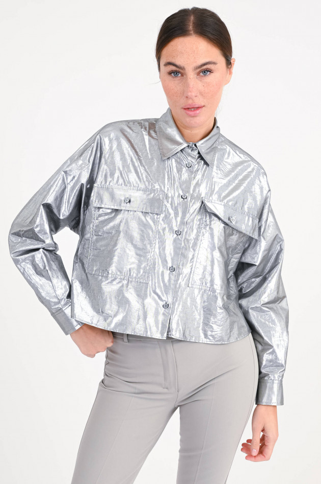Max Mara Weekend Cropped-Bluse ALDENO in Silbermetallic