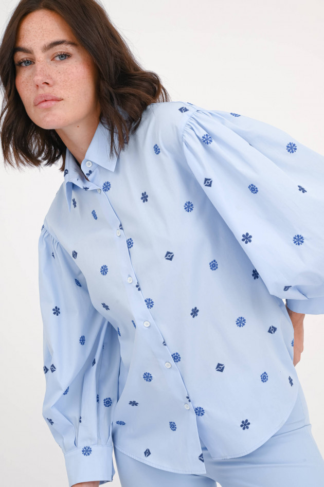 Max Mara Weekend Baumwollbluse VILLAR mit Stickerei in Blau