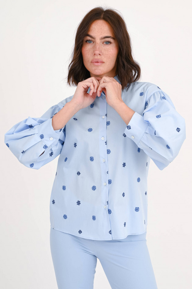 Max Mara Weekend Baumwollbluse VILLAR mit Stickerei in Blau