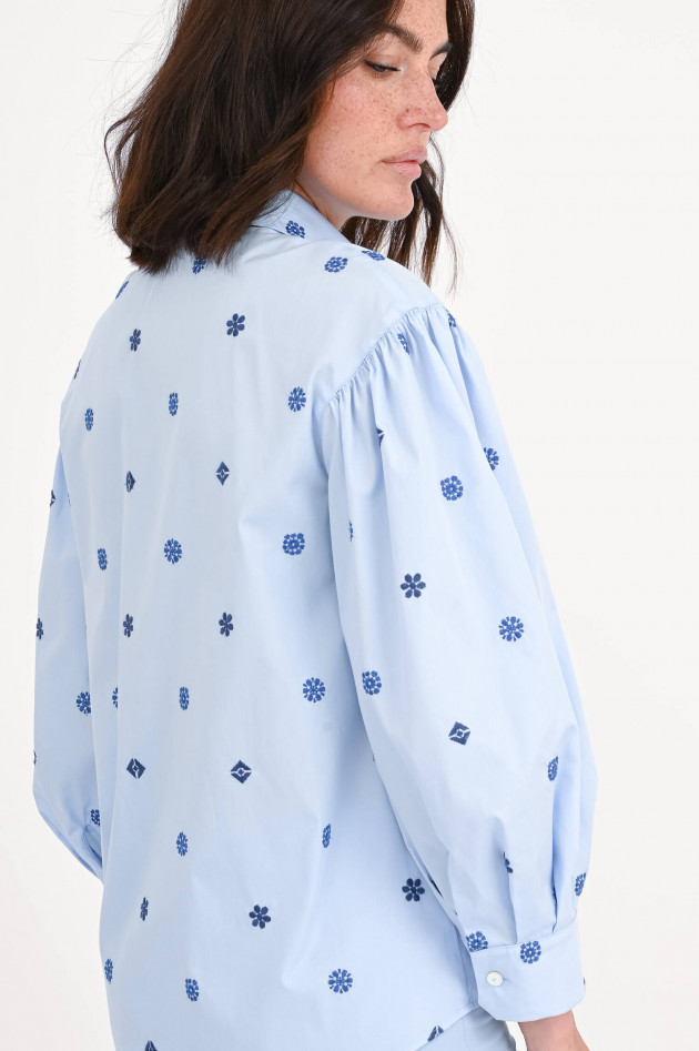 Max Mara Weekend Baumwollbluse VILLAR mit Stickerei in Blau