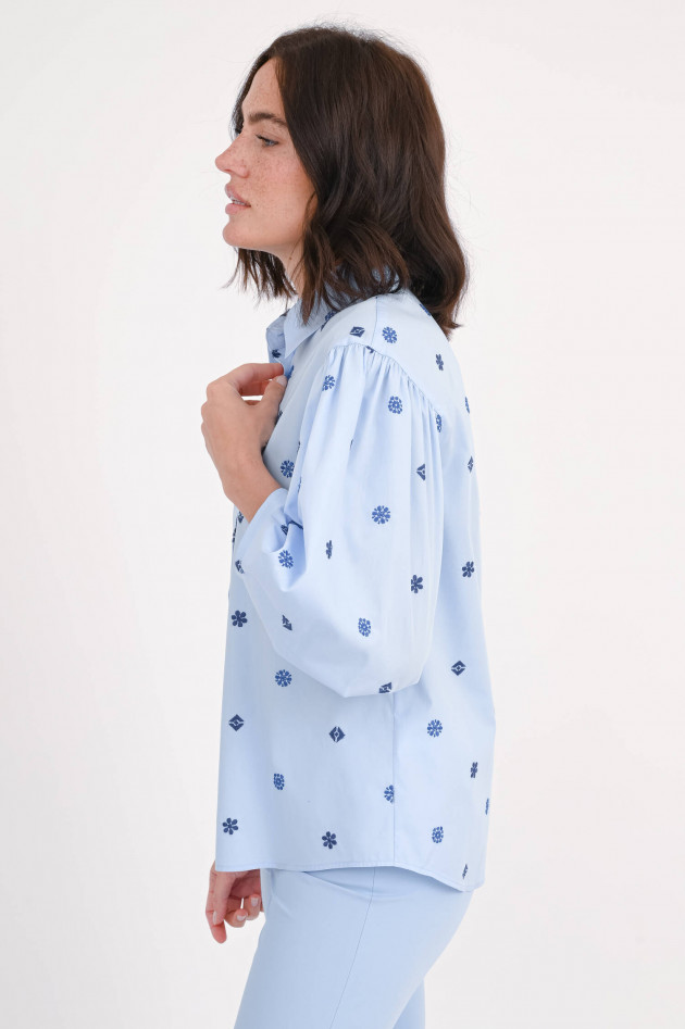Max Mara Weekend Baumwollbluse VILLAR mit Stickerei in Blau