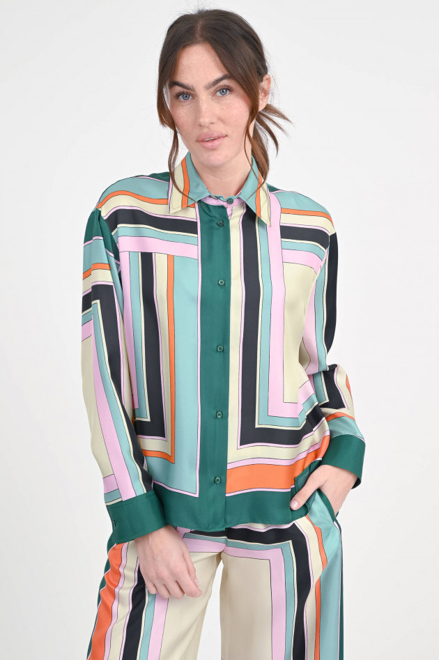 Max Mara Weekend Seiden-Bluse FORMIA in Multicolor/Grün gemustert