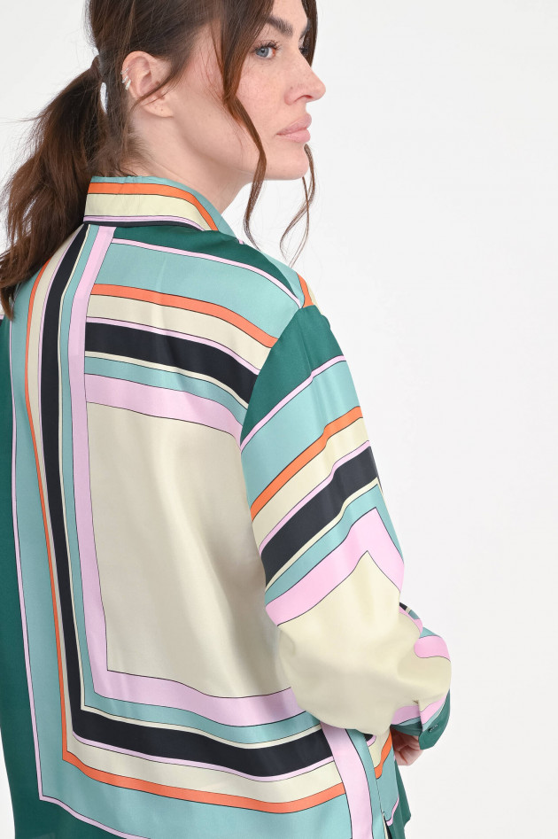 Max Mara Weekend Seiden-Bluse FORMIA in Multicolor/Grün gemustert