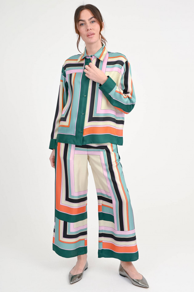 Max Mara Weekend Seiden-Bluse FORMIA in Multicolor/Grün gemustert