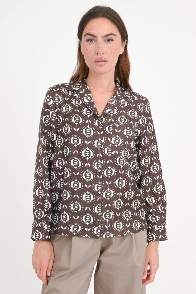 Max Mara Weekend Gemusterte Seidenbluse CAMICIA in Braun/Weiß