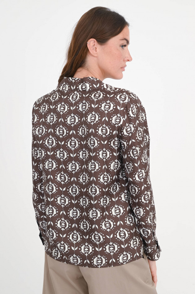 Max Mara Weekend Gemusterte Seidenbluse CAMICIA in Braun/Weiß