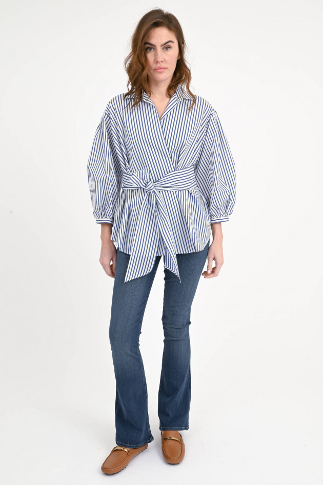 Max Mara Weekend Asymmetrische Bluse CECI in Blau/Weiß gestreift