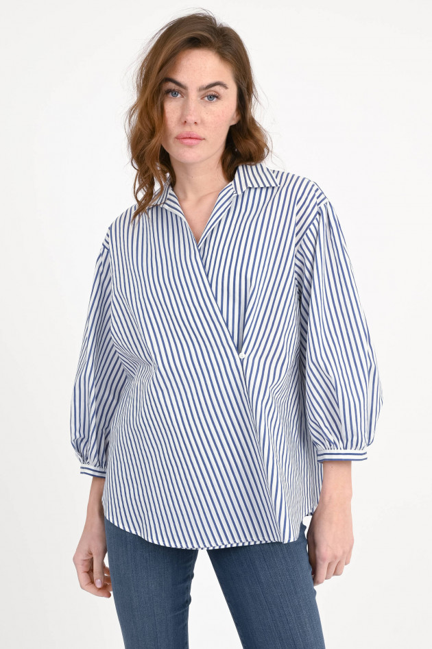 Max Mara Weekend Asymmetrische Bluse CECI in Blau/Weiß gestreift