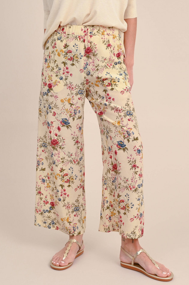 Max Mara Weekend Seidenhose GRADARA mit Blumenprint Multicolor/Sand