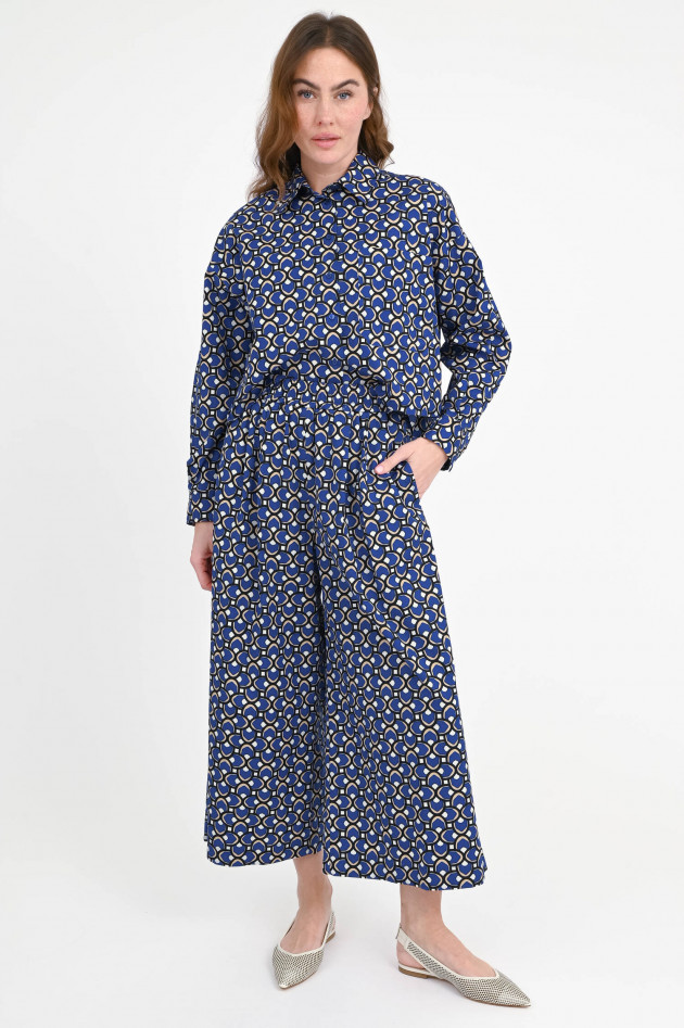 Max Mara Weekend Culotte VIRGIN in Blau/Beige gemustert