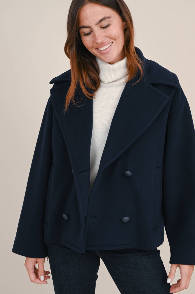 Max Mara Weekend Kurzer Wollmantel AUTORE in Navy