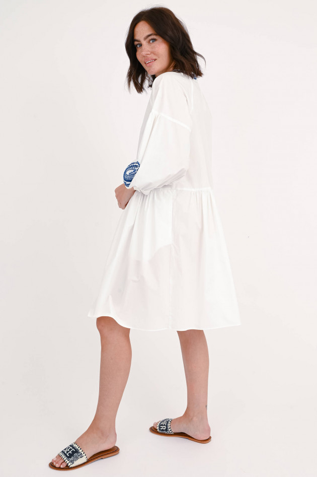 Max Mara Weekend Tunika-Kleid DIRCE mit Stickerei in Blau/Weiß