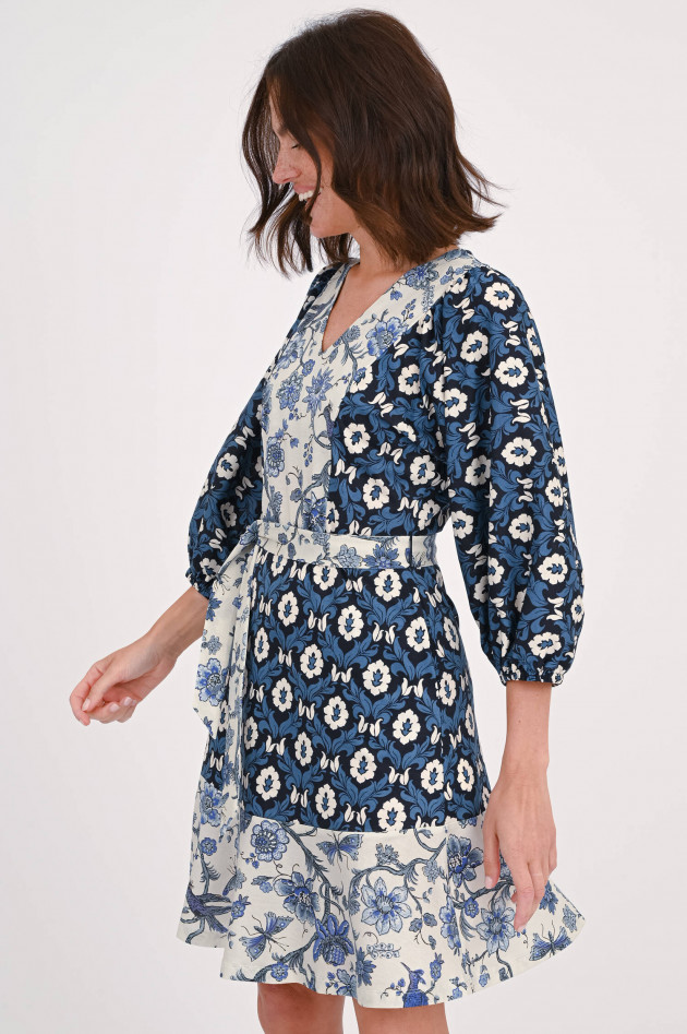 Max Mara Weekend Mini-Baumwollkleid VIRGOLA in Blau/Weiß gemustert