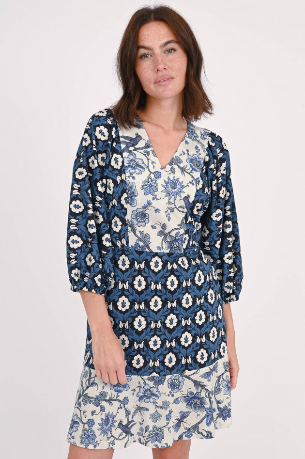 Max Mara Weekend Mini-Baumwollkleid VIRGOLA in Blau/Weiß gemustert