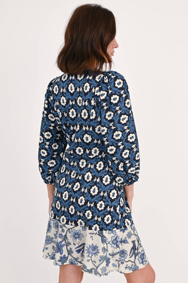 Max Mara Weekend Mini-Baumwollkleid VIRGOLA in Blau/Weiß gemustert