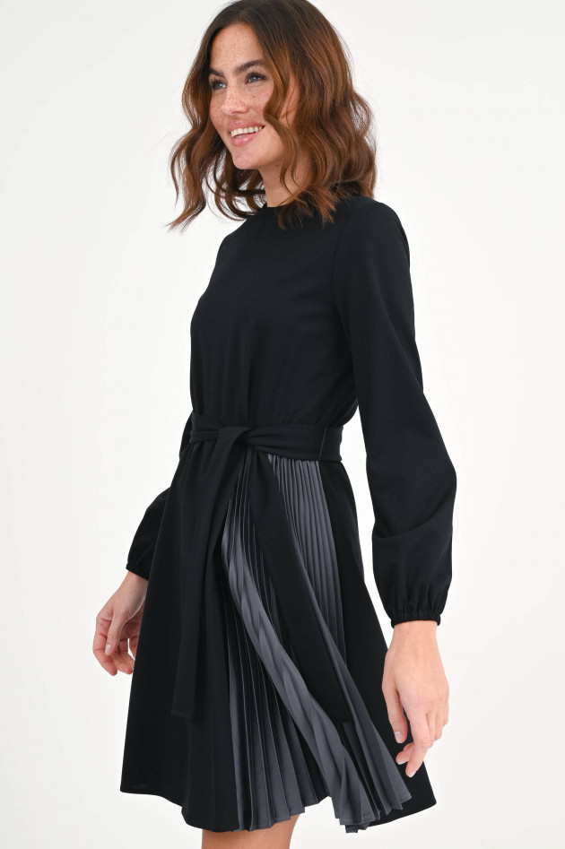 Max Mara Weekend Jerseykleid RIVIERA mit Plissee in Schwarz/Oliv