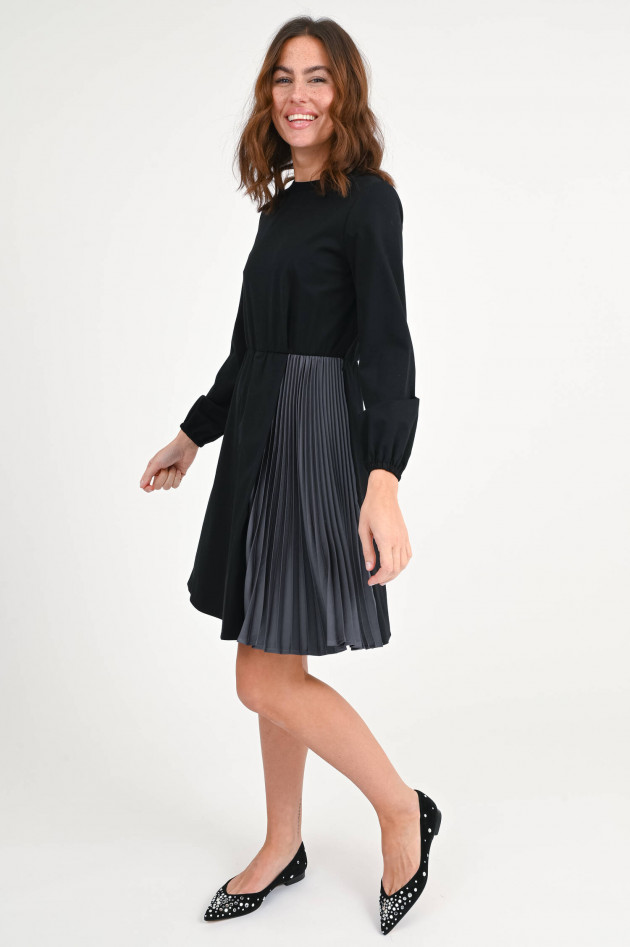 Max Mara Weekend Jerseykleid RIVIERA mit Plissee in Schwarz/Oliv