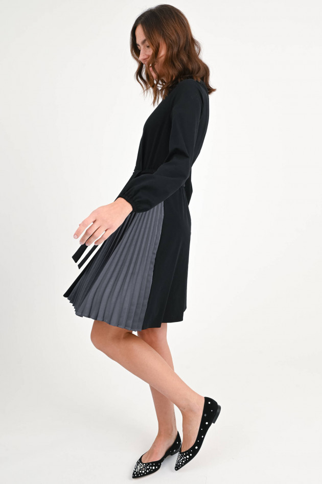 Max Mara Weekend Jerseykleid RIVIERA mit Plissee in Schwarz/Oliv