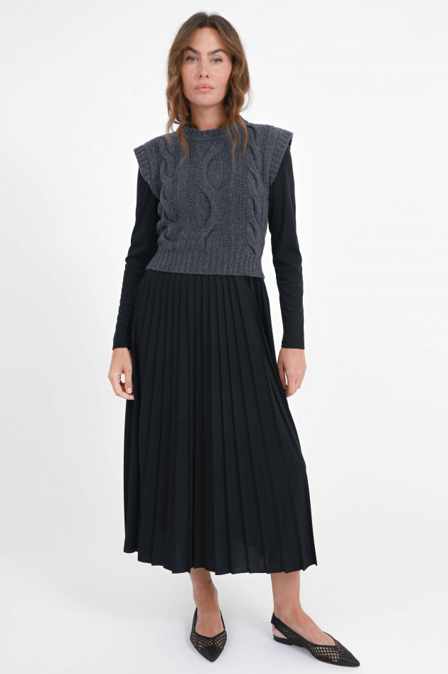 Max Mara Weekend Plisseekleid EBRO mit Pullunder in Schwarz/Grau