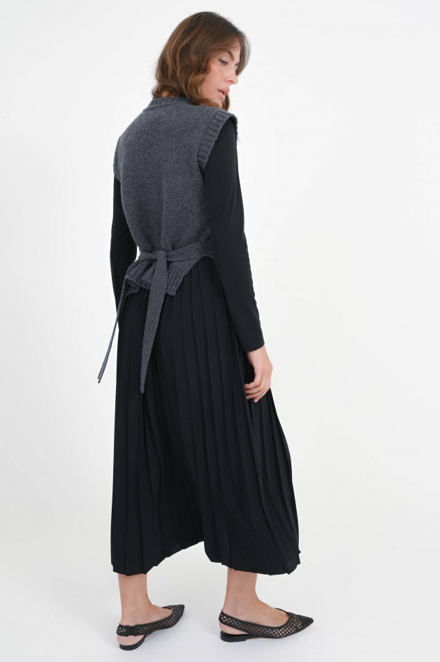Max Mara Weekend Plisseekleid EBRO mit Pullunder in Schwarz/Grau