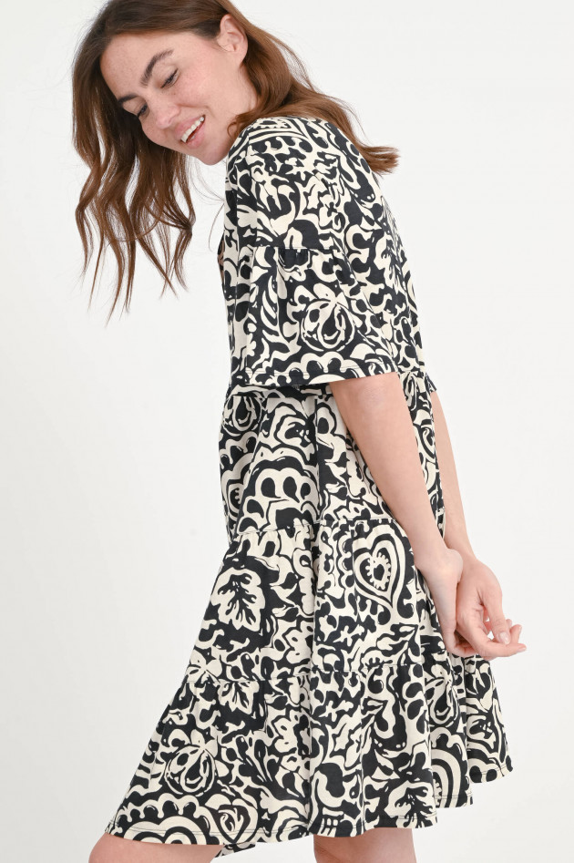 Max Mara Weekend Jerseykleid ELY mit Volants in Creme/Schwarz