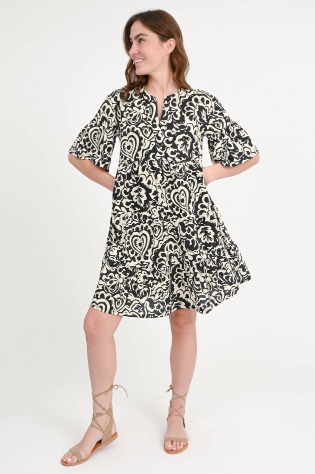 Max Mara Weekend Jerseykleid ELY mit Volants in Creme/Schwarz
