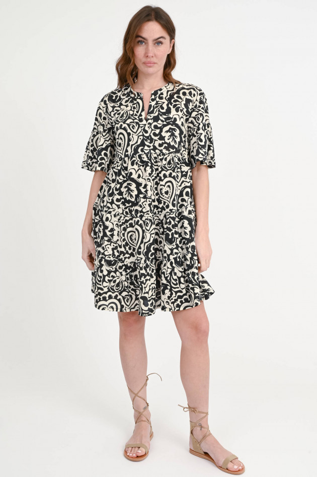 Max Mara Weekend Jerseykleid ELY mit Volants in Creme/Schwarz