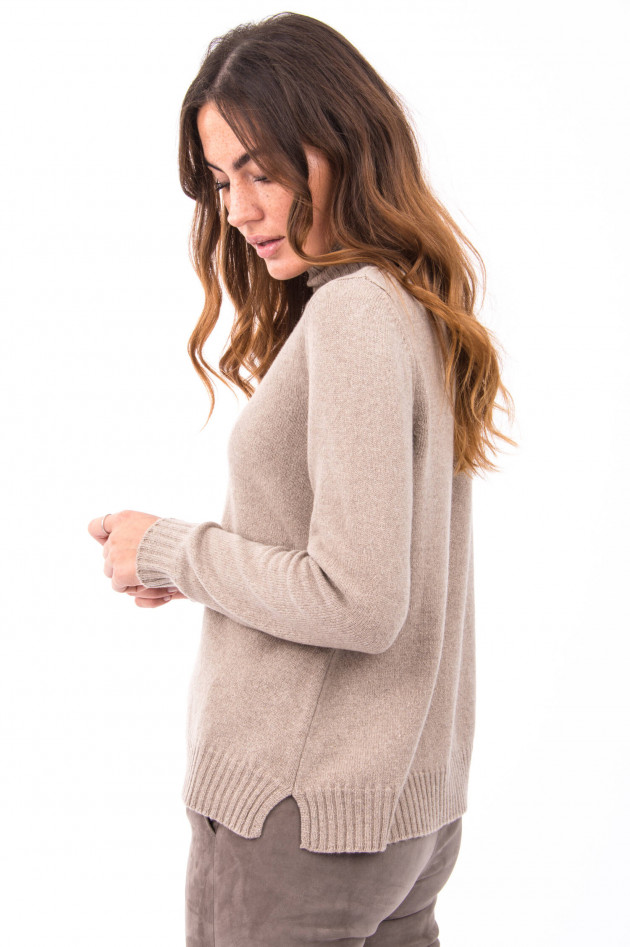 Max Mara Weekend Kaschmir Pullover mit hohem Turtleneck in Taupe