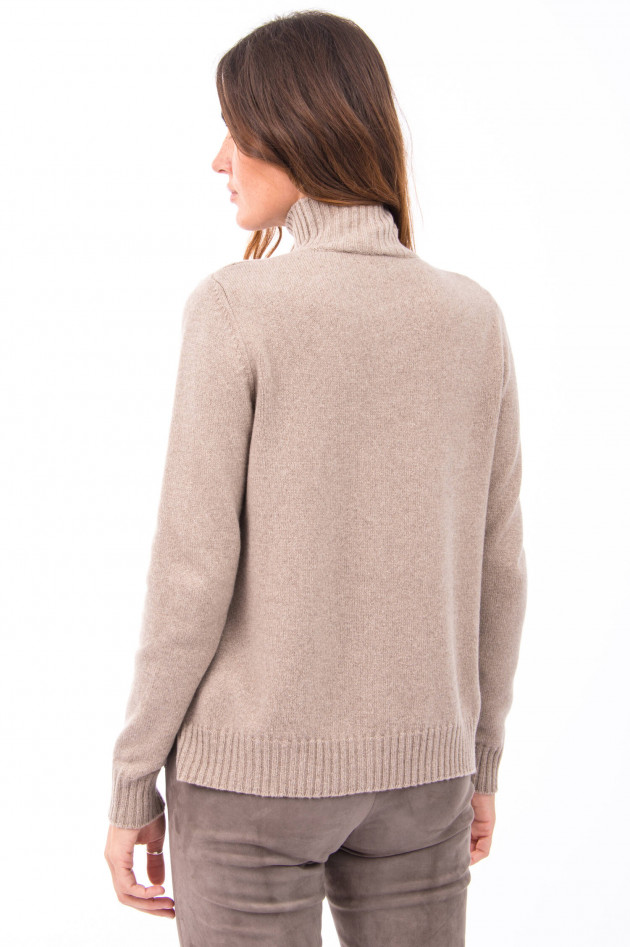 Max Mara Weekend Kaschmir Pullover mit hohem Turtleneck in Taupe