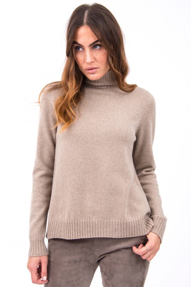 Max Mara Weekend Kaschmir Pullover mit hohem Turtleneck in Taupe