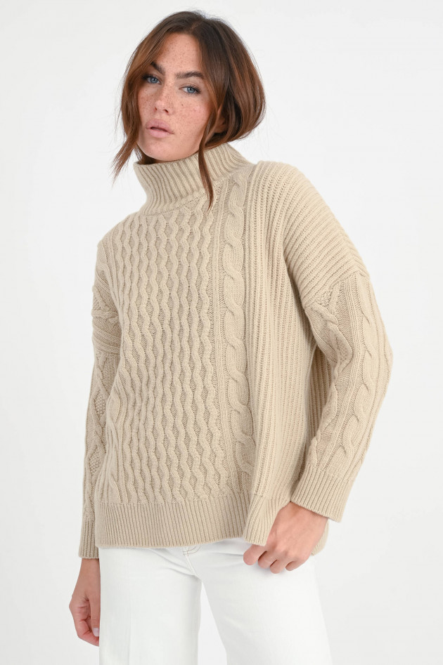Max Mara Weekend Wollpullover mit Zopfmuster in Sand