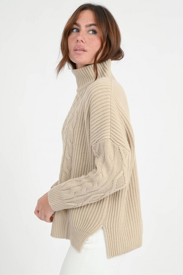 Max Mara Weekend Wollpullover mit Zopfmuster in Sand