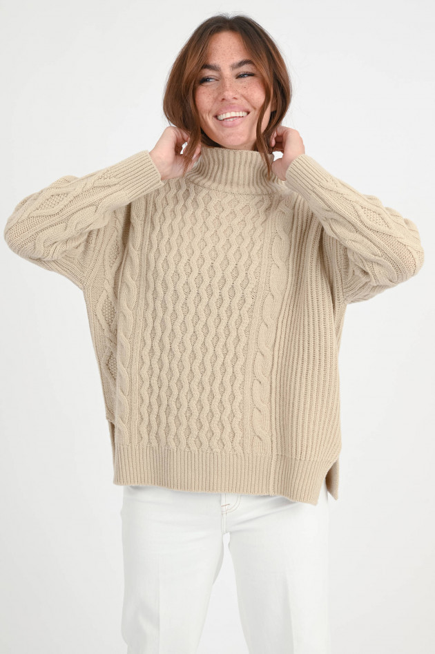 Max Mara Weekend Wollpullover mit Zopfmuster in Sand