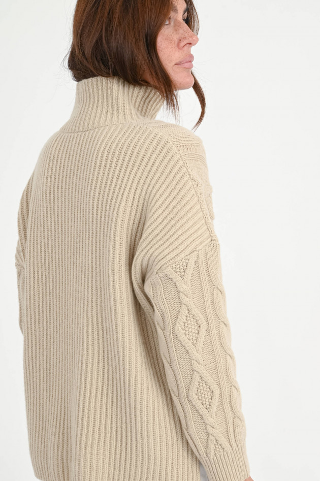 Max Mara Weekend Wollpullover mit Zopfmuster in Sand