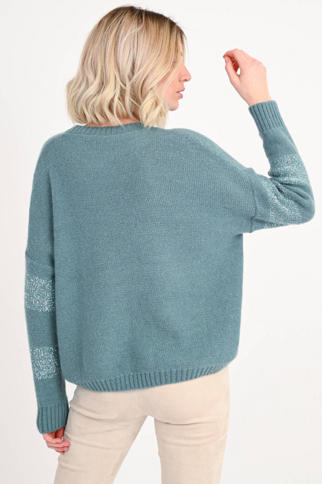 Max Mara Weekend Pullover HIGHER mit Pailletten-Front in Salbeigrün