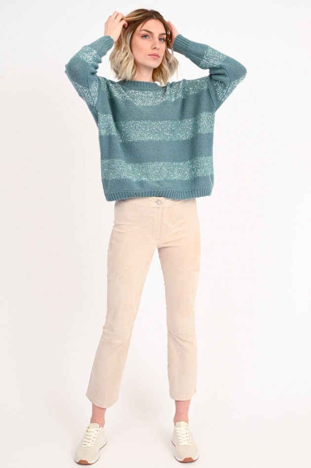 Max Mara Weekend Pullover HIGHER mit Pailletten-Front in Salbeigrün